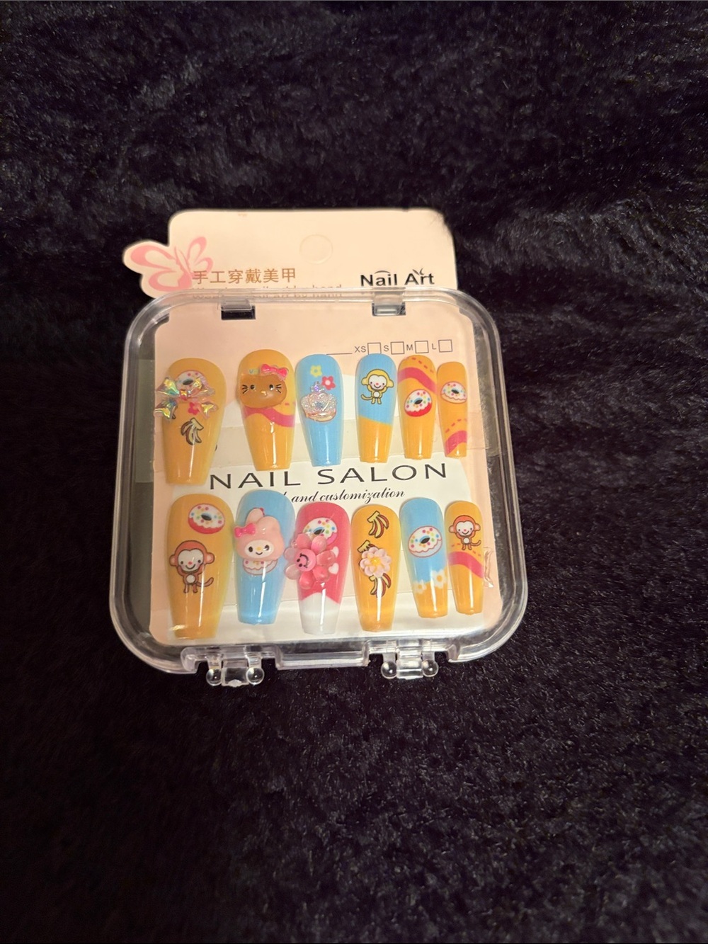 My Melody/Hello kitty Press-On Nail Set in Yellow & Blue